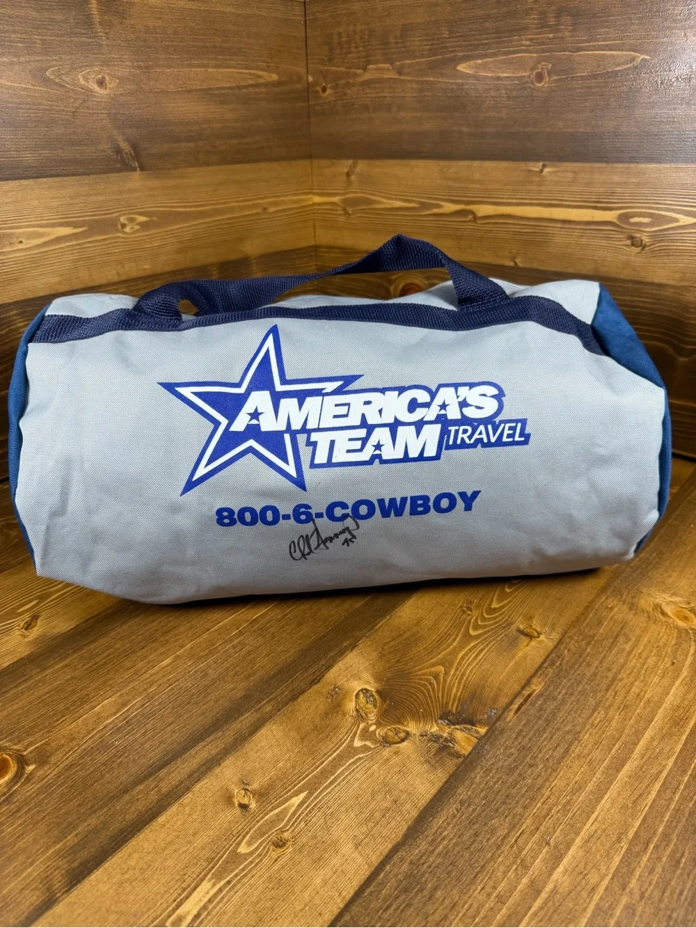 Dallas Cowboys Chad Hennings Autographed Memorabilia America's Team Duffle Bag